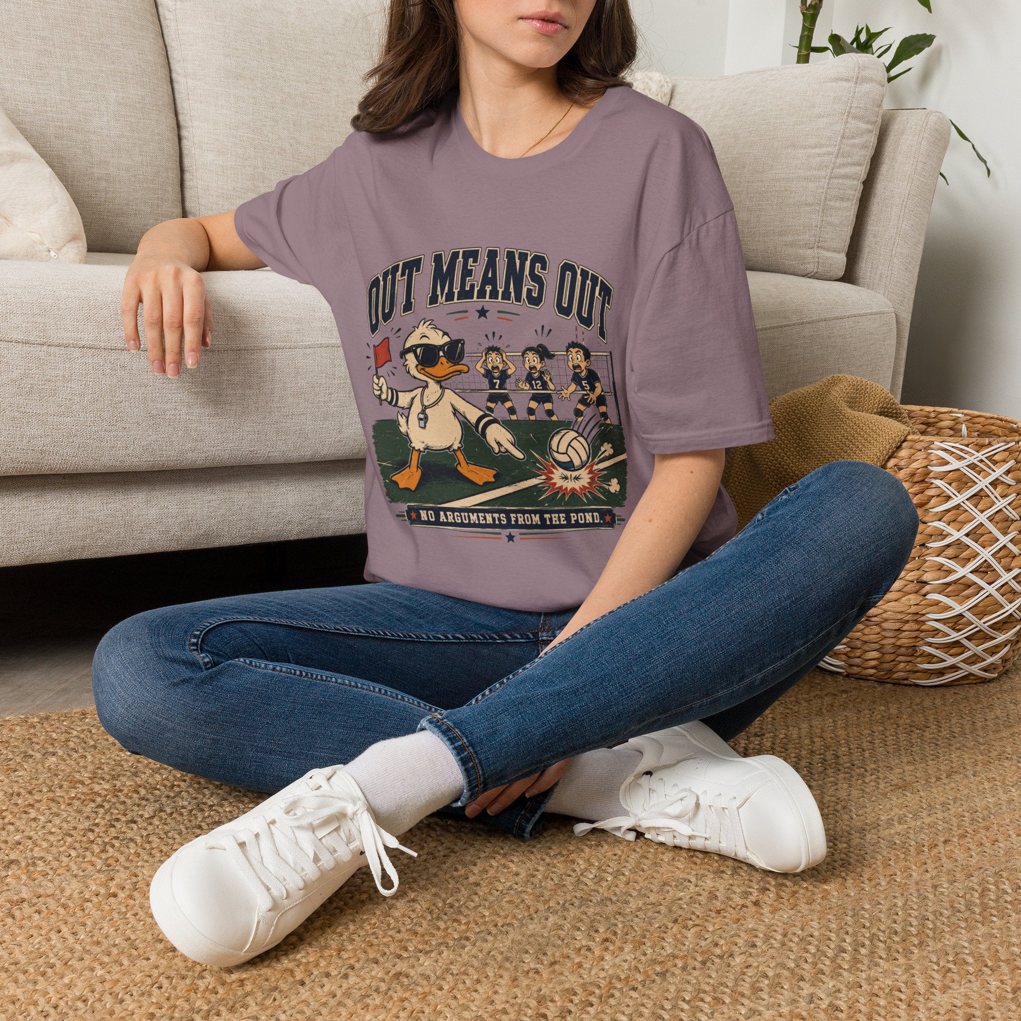 Out Means Out Duck Volleyball T-Shirt