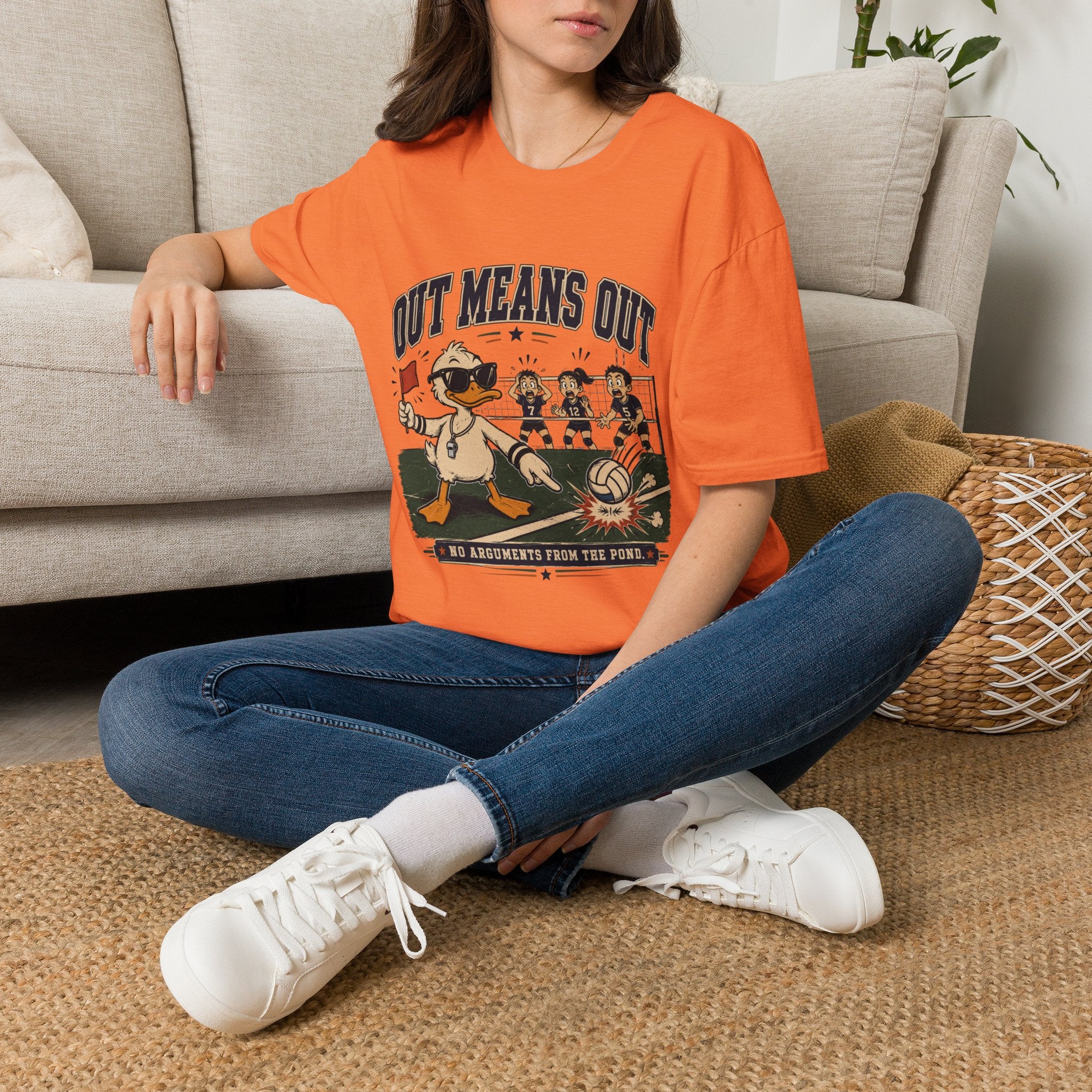 Out Means Out Duck Volleyball T-Shirt