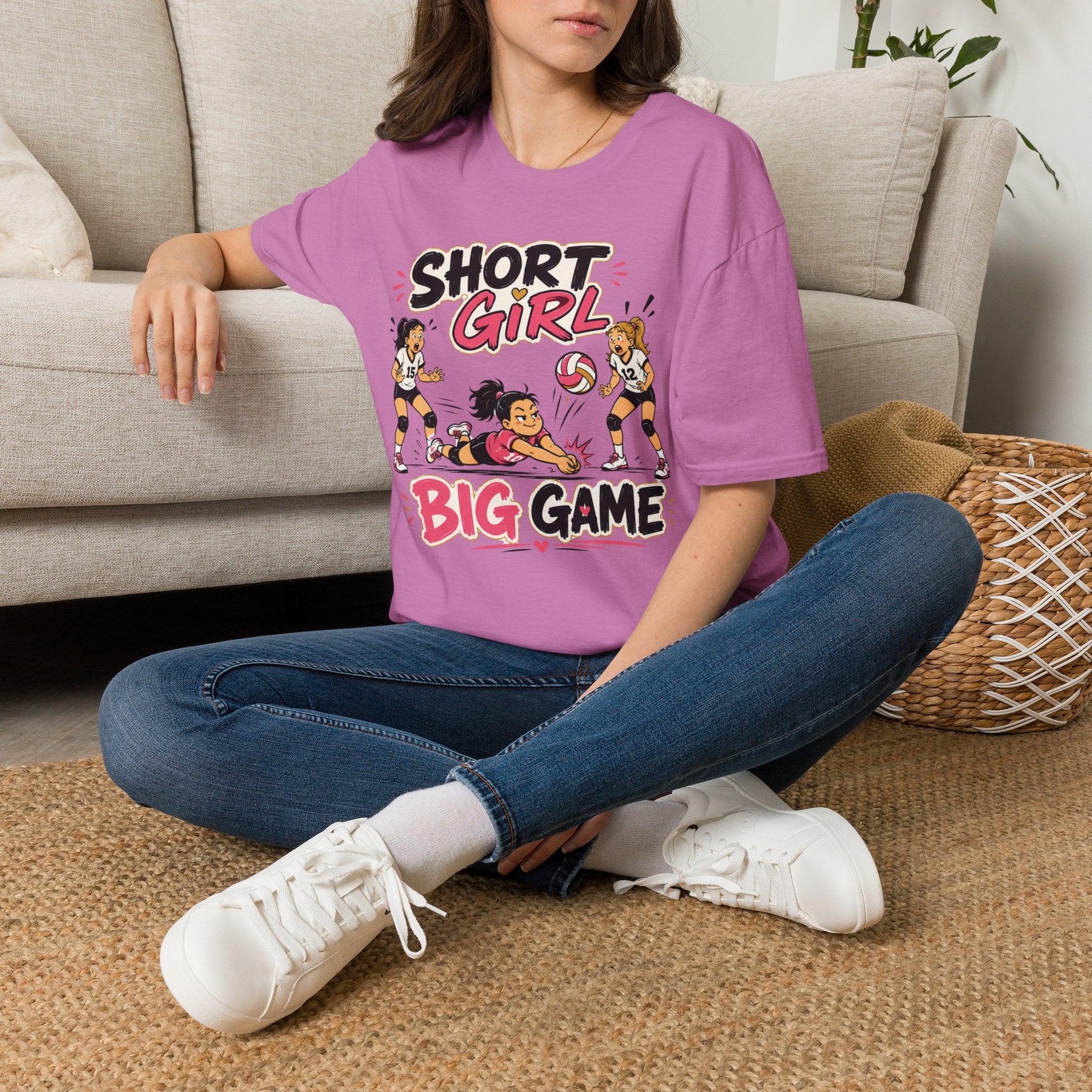 Short Girl Big Game Volleyball T-Shirt