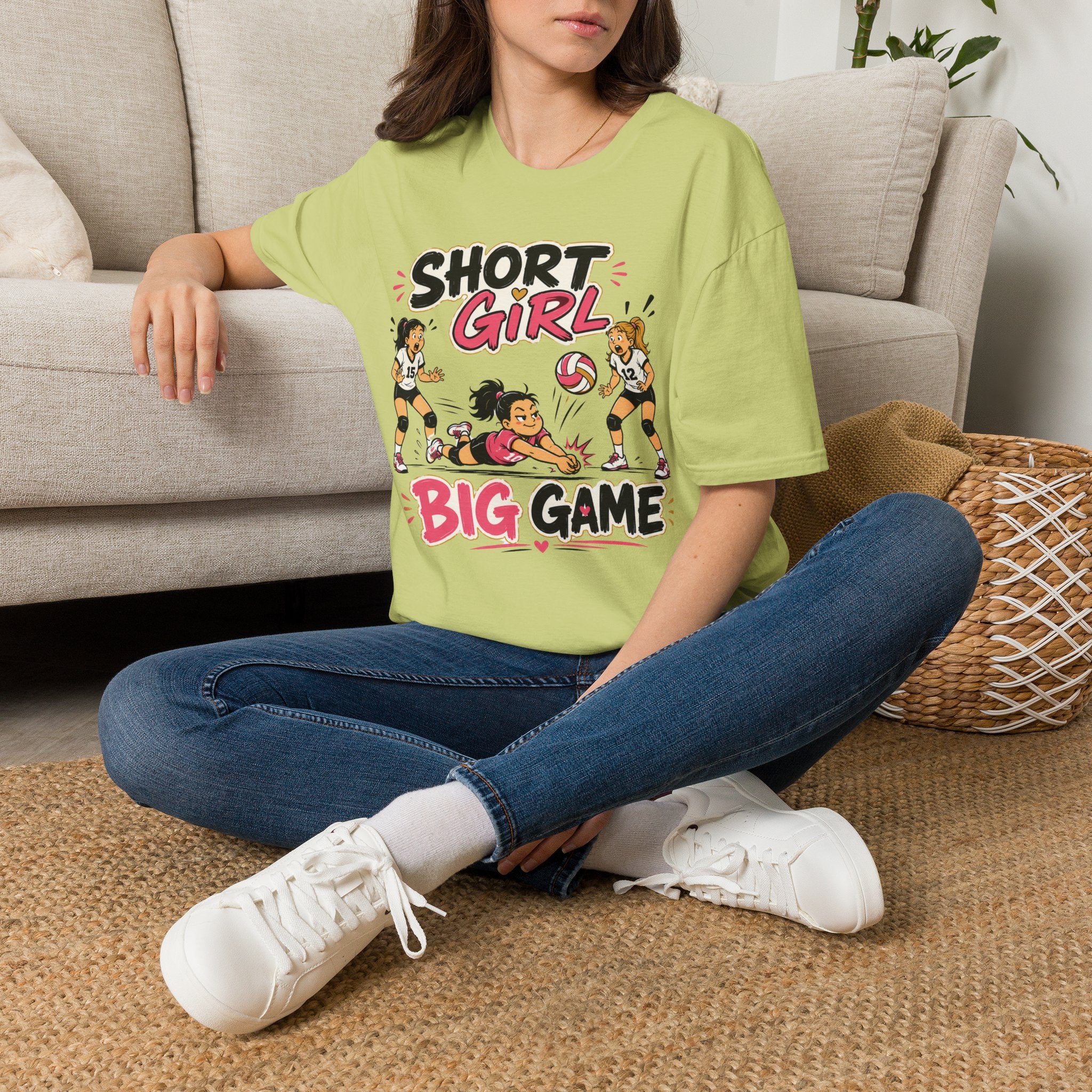 Short Girl Big Game Volleyball T-Shirt