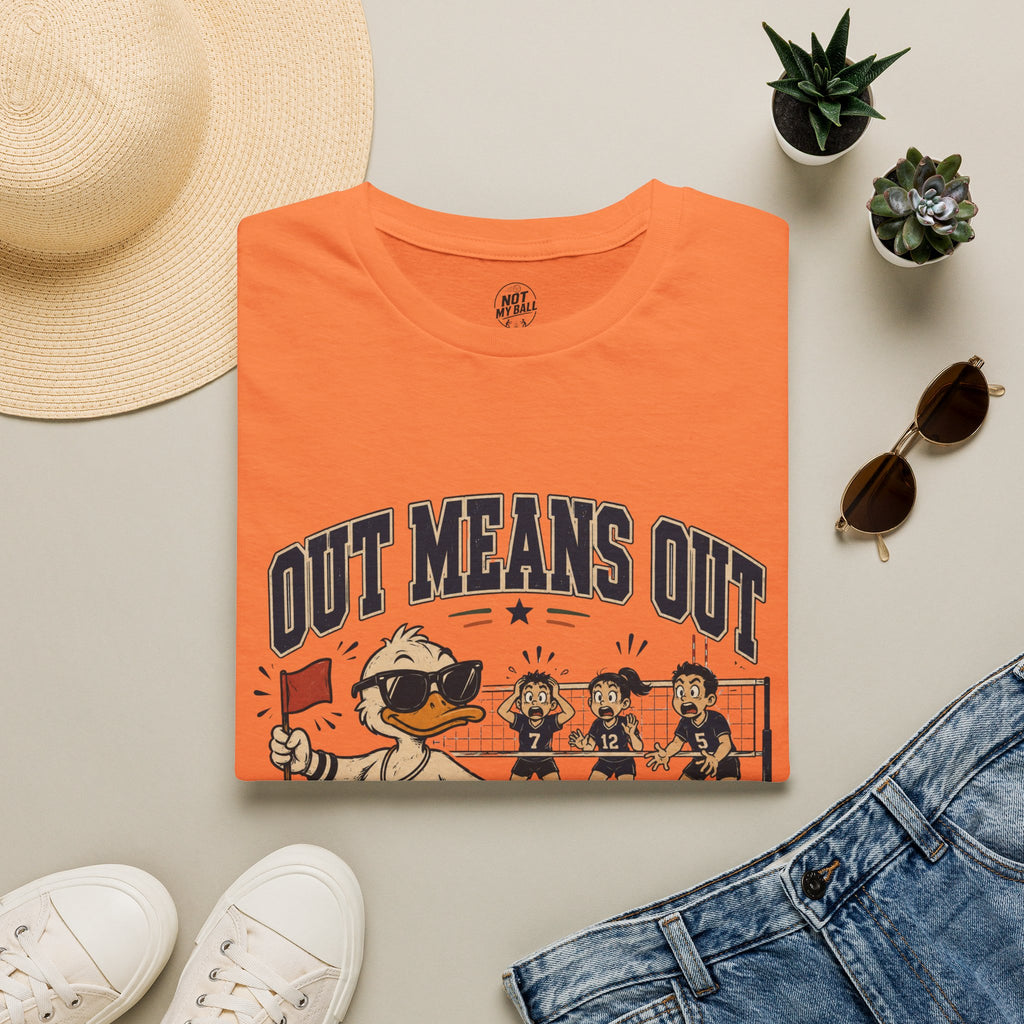 Out Means Out Duck Volleyball T-Shirt