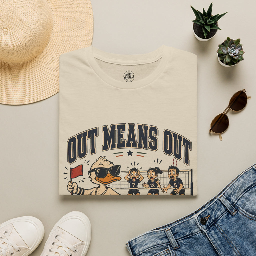 Out Means Out Duck Volleyball T-Shirt